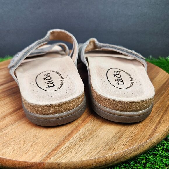 Taos Leather Premier Sandals Women's Size US 9 Gray Open Toe Straps Slides - Picture 3 of 11